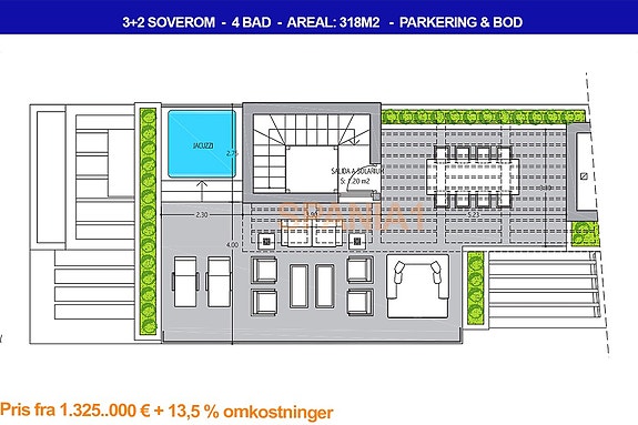 Plantegning for takterrasse