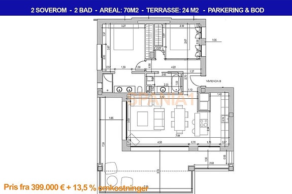 Plantegning - 2 soverom i samme prosjekt