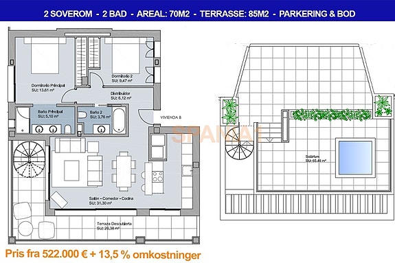 Plantegning - Penthouse med 2 soverom i samme prosjekt