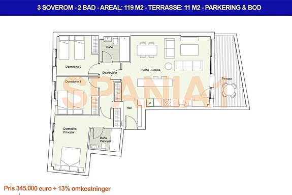 Plantegning - 3 soverom