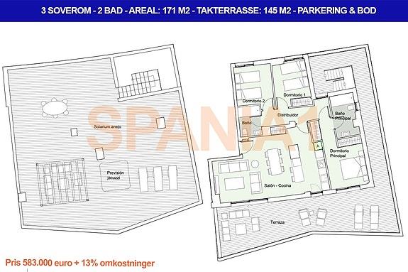 Plantegning - Toppleilighet med 3 soverom