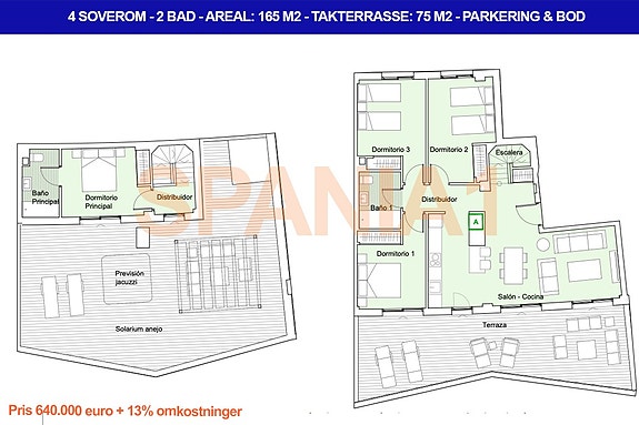 Plantegning - Toppleilighet med 4 soverom