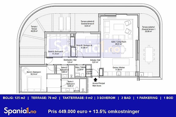 Mellom etasje med 3 soverom i samme prosjekt