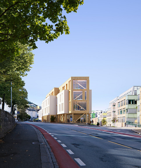 Krohnen et nybygg i innovasjonsdistriktet Solheimsviken