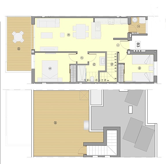 Plantegning toppleilighet 2 sov + 1 bad