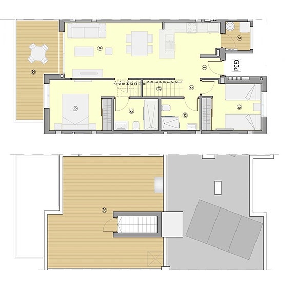 Plantegning toppleilighet 2 sov + 2 bad