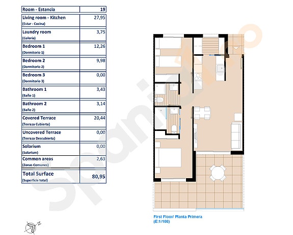 Plantegning leilighet med 2 sov