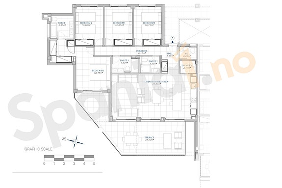Plantegning leilighet med 4 soverom
