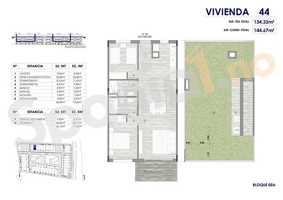 Plantegning - leilighet med 2 soverom og  egen takterrase