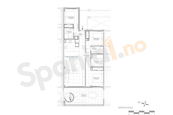 Plantegning leilighet med 3 soverom