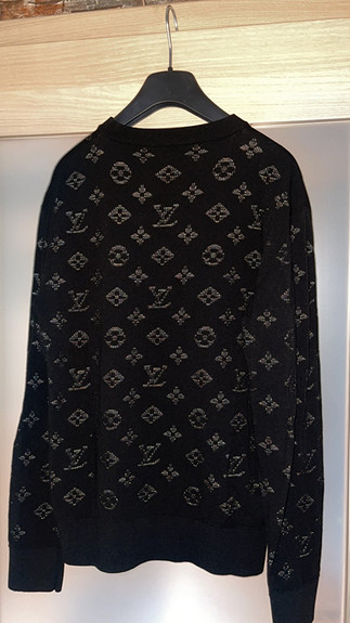 Louis Vuitton Black Knit Drop Needle Monogram Crewneck Sweatshirt XL Louis  Vuitton