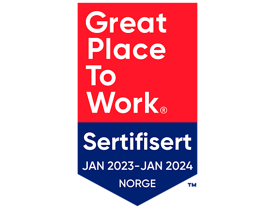 Vi er sertifisert som et “Great Place To Work”.
