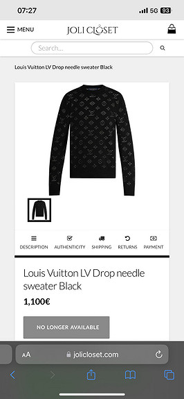 Louis Vuitton Black Knit Drop Needle Monogram Crewneck Sweatshirt XL Louis  Vuitton