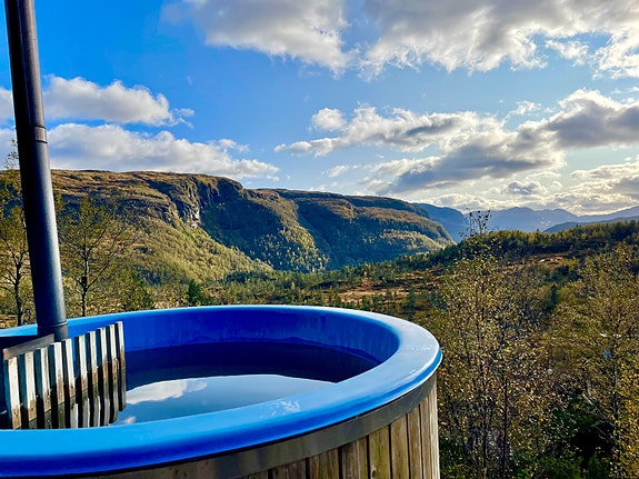 Koselig hytte med badstue og badestamp