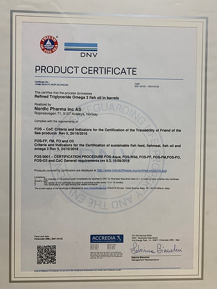 Nordic Pharma er sertifisert i Friend of the Sea