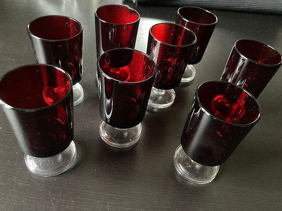 Vintage Ruby Red LUMINARC FRANCE Arcoroc Shot Glasses for