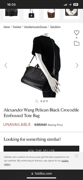 Alexander Wang Pelican Black Crocodile Embossed Tote Bag For Sale