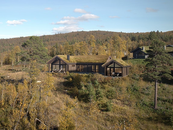 Illustrasjon av hytte og anneks