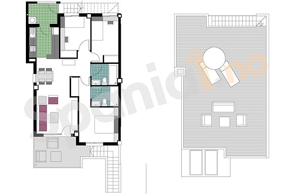 Plantegning toppleilighet med 3 soverom og takterrasse