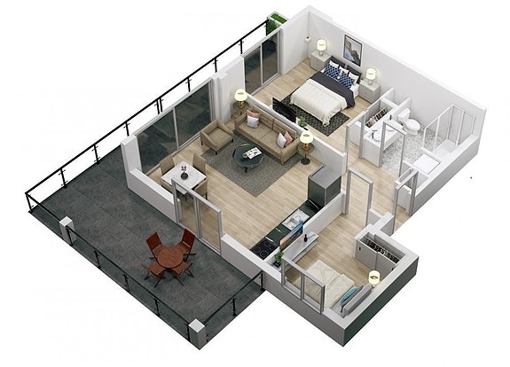 Utgang til terrasse fra stue og soverom