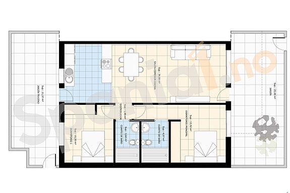 Plantegning lelighet med 2 soverom