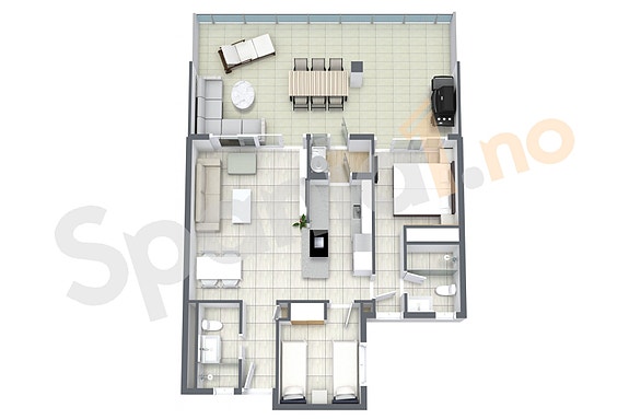 3D plantegning av leiligheten