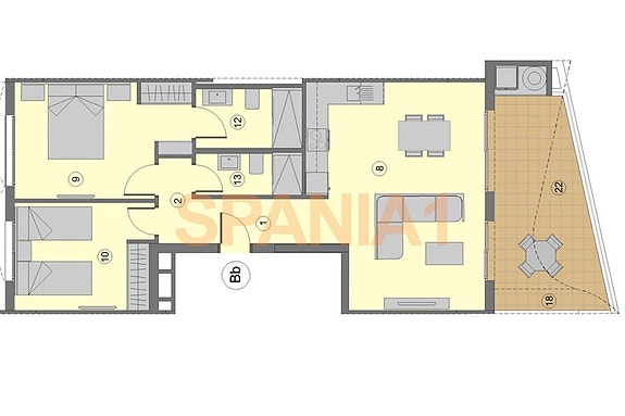 Plantegning for leiligheten