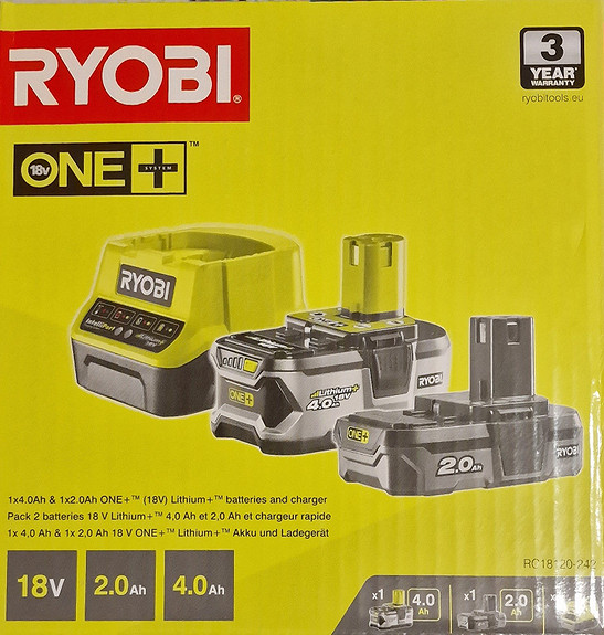 Chargeur rapide 2,0A et batterie Lithium+ 18V 5Ah One+ RC18120-150 Ryobi