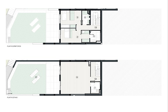 Plantegning kjeller og 1. etg