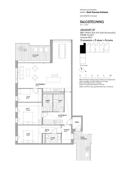 Leilighet 37 - se neste bilde av disponibel takterrasse tilknyttet denne enheten
