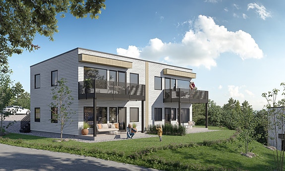 Velkommen til Biland - Her skal det bygges en moderne og arealeffektiv firemannsbolig.