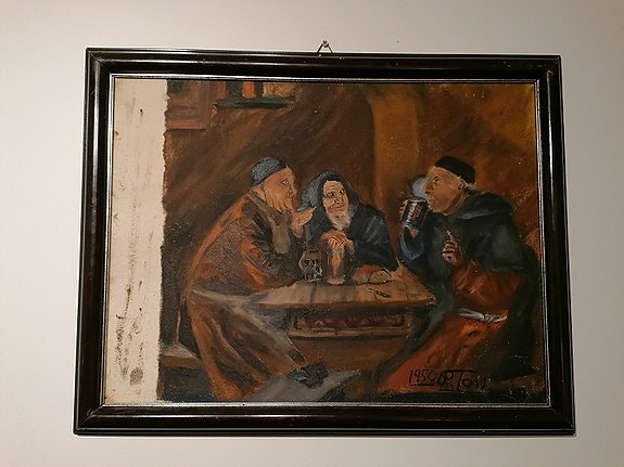 Eldre maleri, olje, signert, antikk vintage kunst, bildekunst