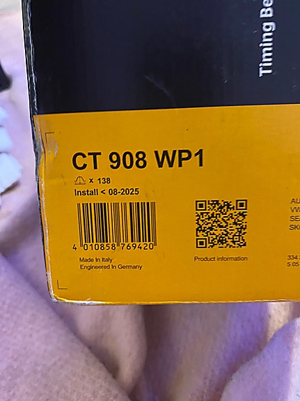 VAG 1.6 bensin CONTITECH CT908WP1 Registerreimsett med vannpumpe | FINN ...