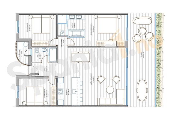 Plantegning leilighet med 3 soverom