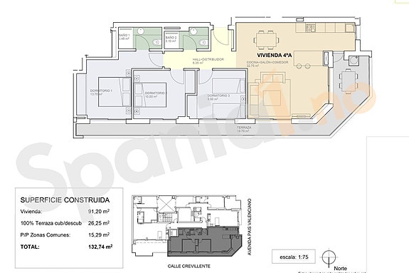 Plantegning leilighet 4A i toppetasjen