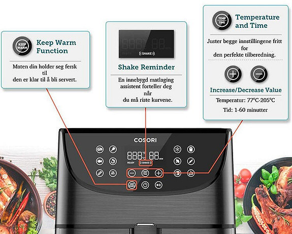 Cosori Premium airfryer CP158-AF-RXB (sort) - Elkjøp