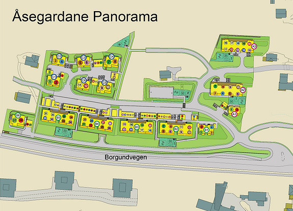 Oversiktskart Åsegardane Panorama med seksjonsnummer