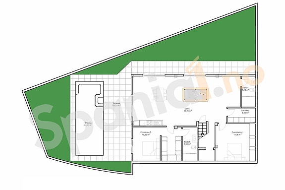 Plantegning innredet underetasje - 569.150 euro