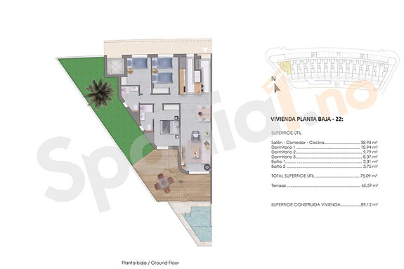 Plantegning hjørneleilighet på bakkeplan