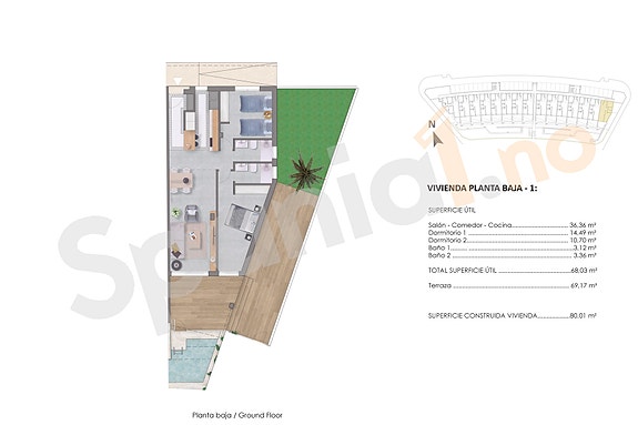 Plantegning hjørneleilighet på bakkeplan