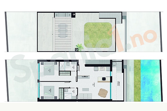 Plantegning toppleilighet med takterrasse