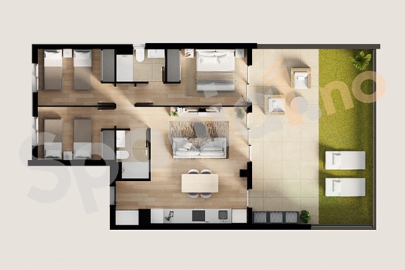 Plantegning leilighet med 3 soverom