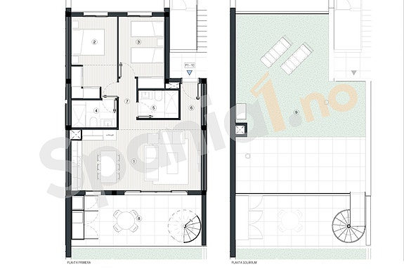 Plantegning toppleilighet med 2 soverom