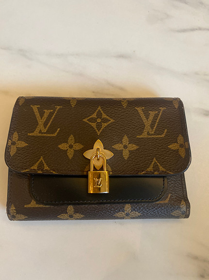 LOUIS VUITTON Flower Lock Monogram Canvas Compact Wallet Black-US