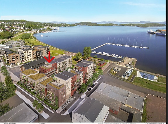 Toppleilighet med takterrasse og sjøutsikt mot Indre havn.