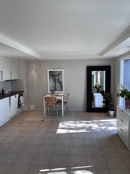 Kjøkken, spiseplass og inngang