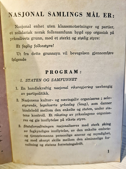 Ns Program Nasjonal Samlings Program 1944 Finn Torget