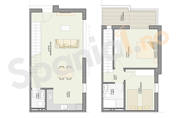 Plantegning med 2 soverom