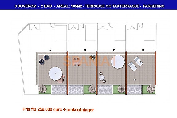 Plantegning takterrasse - nr. D