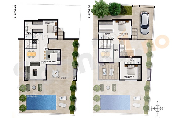 Plantegning bolig og uteplass